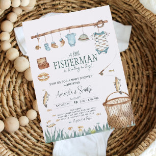 A Little Fisherman is Reeling In Joy Baby Shower Invitation