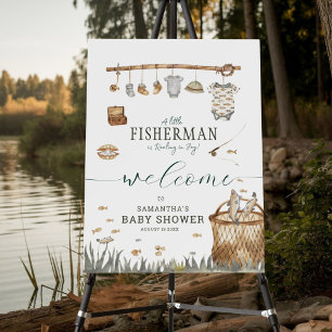 A Little Fisherman Watercolor Fishing Baby Shower Foam Board