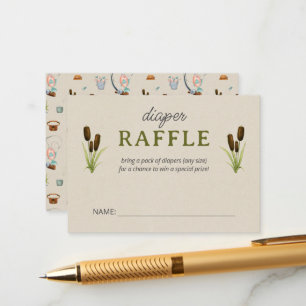A Little Fisherman Watercolor Script Diaper Raffle Enclosure Card