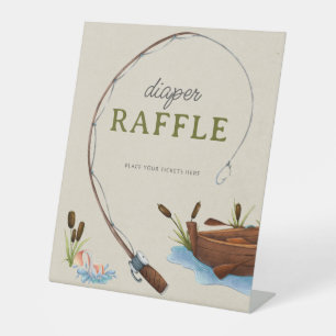 A Little Fisherman Watercolor Script Diaper Raffle Pedestal Sign