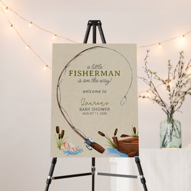 A Little Fisherman Watercolor Welcome Baby Shower  Foam Board (In Situ (Stand))