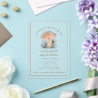 A Little Fun Guy Mushroom Fall Baby Shower Acrylic Invitations