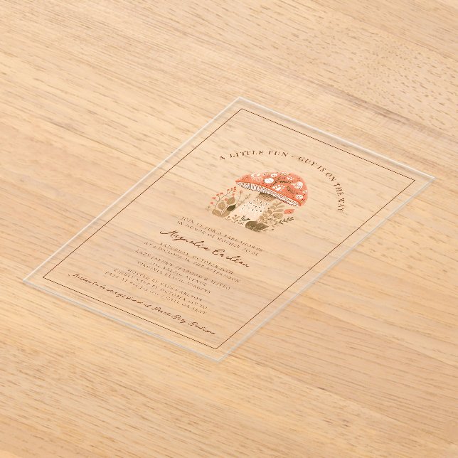 A Little Fun Guy Mushroom Fall Baby Shower  Acrylic Invitations (Laydown)