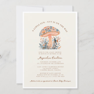 A Little Fun Guy Mushroom Fall Baby Shower Invitation