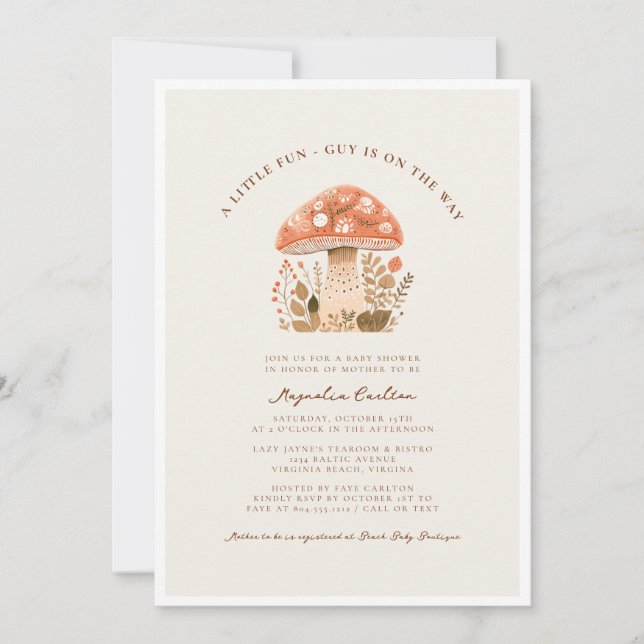 A Little Fun Guy Mushroom Fall Baby Shower  Invitation (Front)
