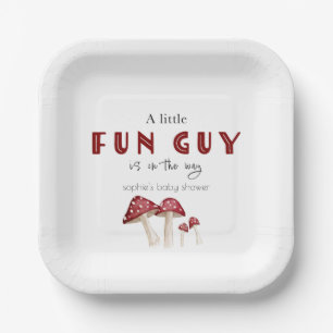 A Little Fun Guy Red Mushroom Boy Baby Shower Paper Plates
