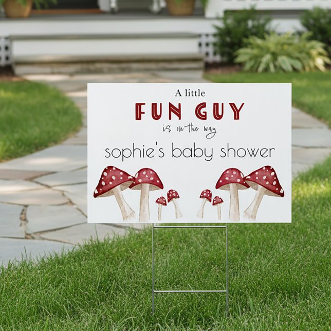 A Little Fun Guy Woodland Mushroom Baby Shower  Sign (Creator Uploaded)
