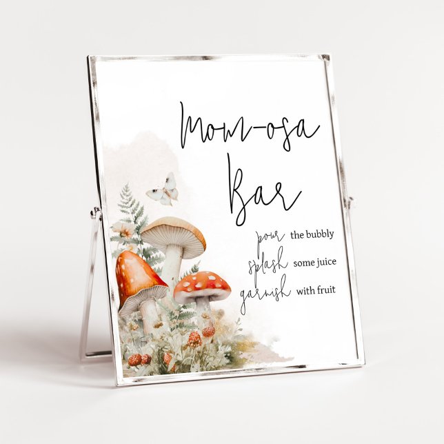 A Little Fungi Enchanted Mushroom Mom Osa Bar Poster (Little Mushroom Baby Shower Mom Osa Bar Sign)