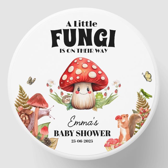 a Little Fungi Mushroom Butterfly Moth Baby Shower Mini Candle Favors (Front)