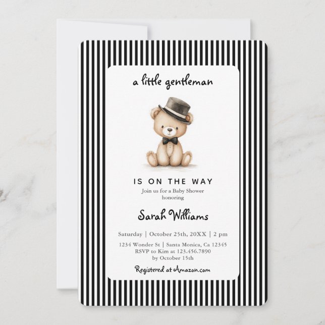 A little Gentleman Baby Shower Boy Invitation (Front)