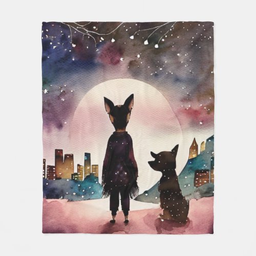 A Little Girl and Her Furry Friends Journey Home Fleece Blanket