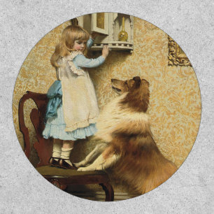 A Little Girl and Her Sheltie by Burton Barber Patch