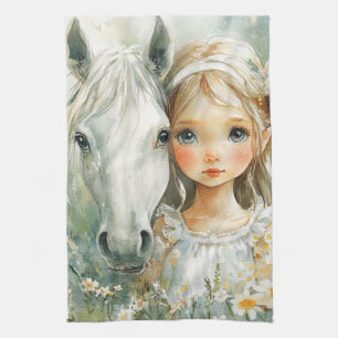 A Little Girl with a Horse Kitchen Towel