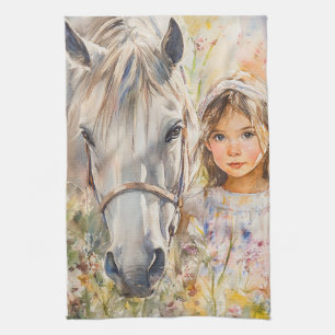 A Little Girl with a Horse Kitchen Towel