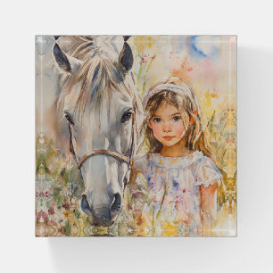 A Little Girl with a Horse Paperweight