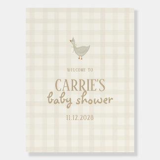 A Little Goose Neutral Baby Shower Welcome Sign
