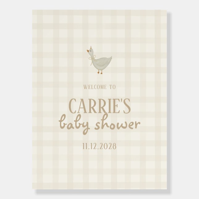 A Little Goose Neutral Baby Shower Welcome Sign (Front)