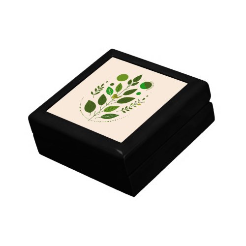 A little green bird and green leaves gift box