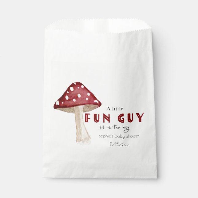 A Little Gun Guy Red Mushroom Boy Baby Shower  Favor Bag (Front)