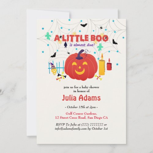 A little Halloween baby boo shower  Invitation