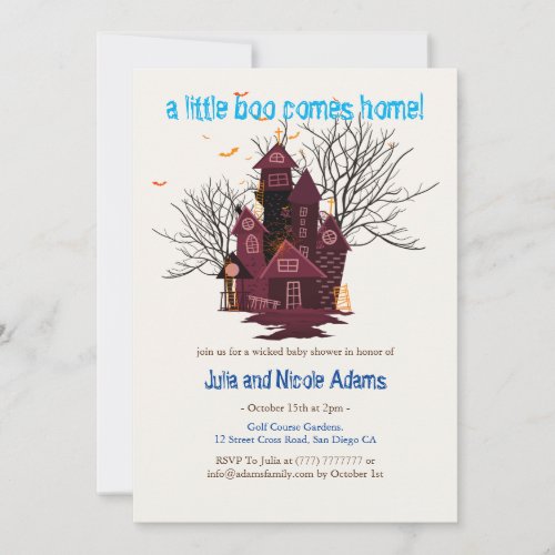 A little Halloween Home Coming baby shower  Invitation