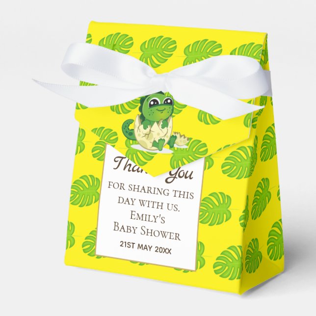 A Little Hatchling DINOSAUR Baby Shower Party Favor Boxes (Front Side)