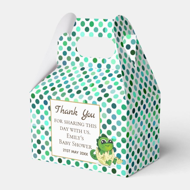 A Little Hatchling DINOSAUR Baby Shower Party Favor Boxes (Front Side)