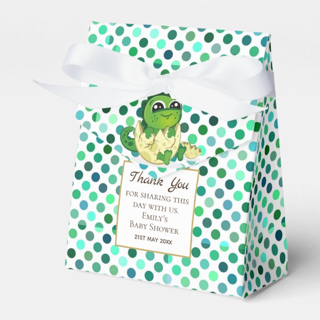A Little Hatchling DINOSAUR Baby Shower Party Favor Boxes (Front Side)