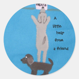 A little help from a friend classic round sticker