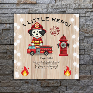 A Little Hero Firetruck Puppy Baby Shower Enclosure Card