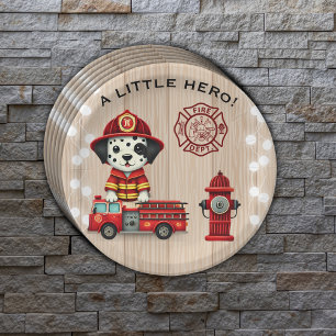 A Little Hero Firetruck Puppy Baby Shower Paper Plates