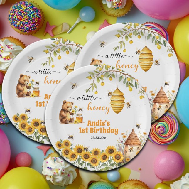 A Little Honey Any Year Birthday Paper Plates (Creator Uploaded)