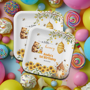 A Little Honey Any Year Birthday Paper Plates