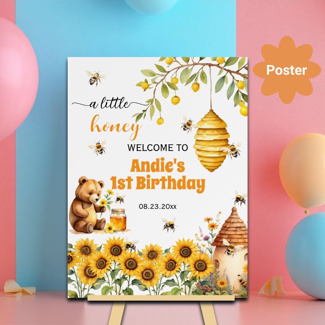 A Little Honey Any Year Birthday Party Welcome Poster (Creator Uploaded)