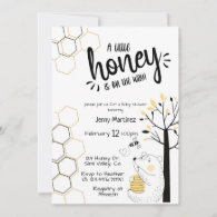 A little honey, Baby Shower, Gender neutral Invitation