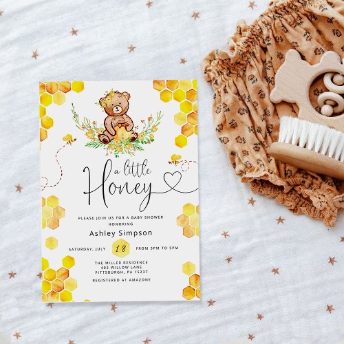 A Little honey bear baby shower invitation