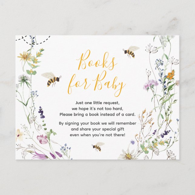 A Little Honey Bee Baby Shower Books For Baby Postcard (Front)