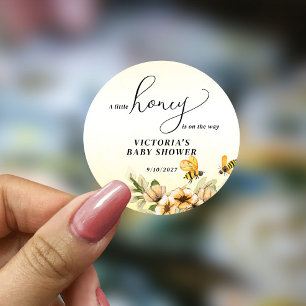 A little honey bee Baby Shower Classic Round Sticker