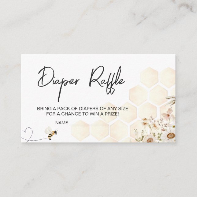 A Little Honey Bee Baby Shower Diaper Raffle Enclosure Card (Front)