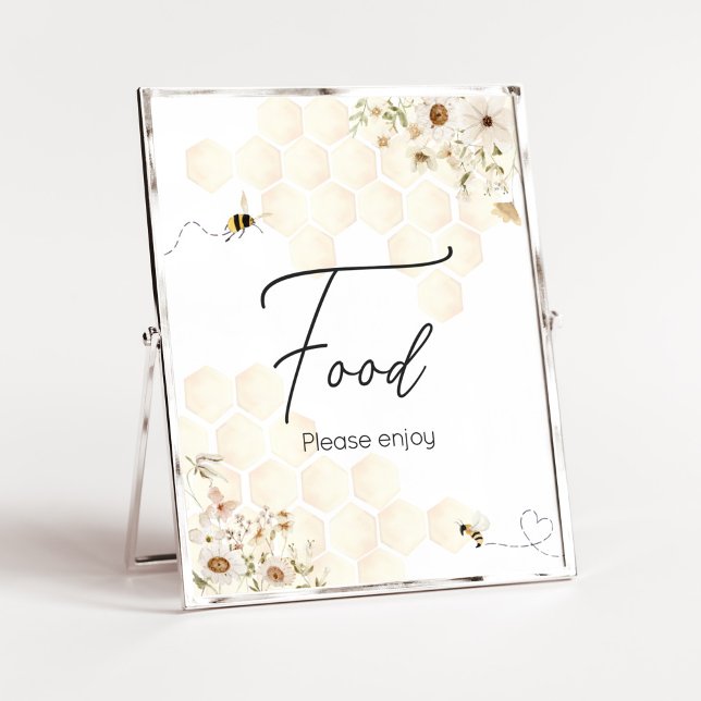 A Little Honey Bee Baby Shower Food Poster (As Sweet as can Bee Baby Shower Food Sign)