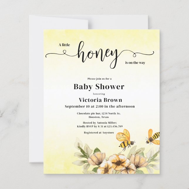 A little honey bee Baby Shower Invitation (Front)
