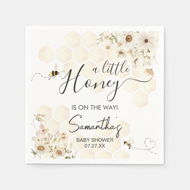 A Little Honey Bee Baby Shower Napkins (Front)