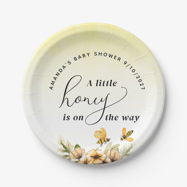  A little honey bee Baby Shower Paper Plates (Front)