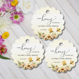 A little honey bee Baby Shower Round Scalloped Favor Tags