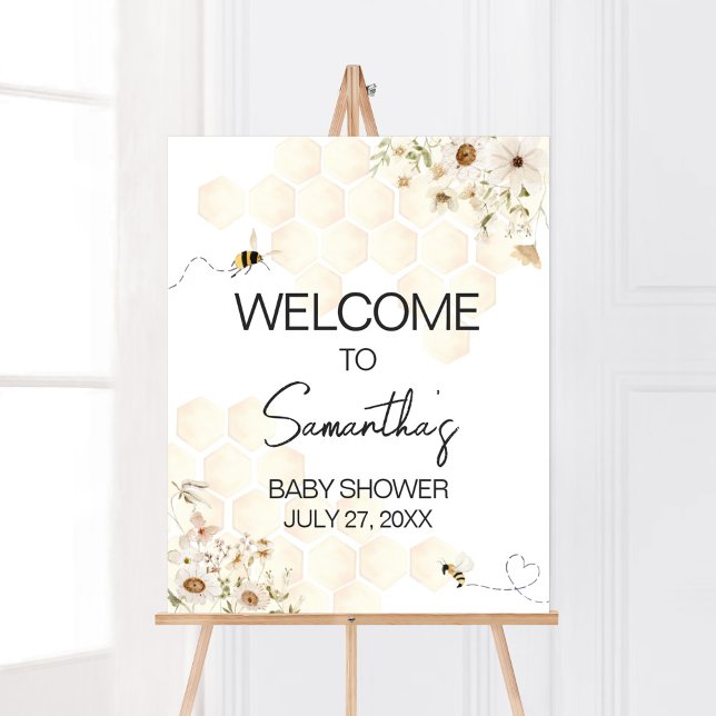 A Little Honey Bee Baby Shower Welcome Poster (As Sweet as can Bee Baby Shower Welcome Sign)