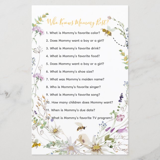 A Little Honey Bee Baby Shower Who Know Mommy Best (Front)