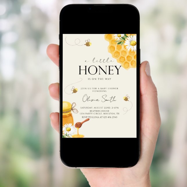 A Little Honey Bee Honeycomb Baby Shower Invitation (Front Digital)