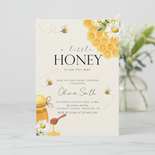 A Little Honey Bee Honeycomb Baby Shower Invitation
