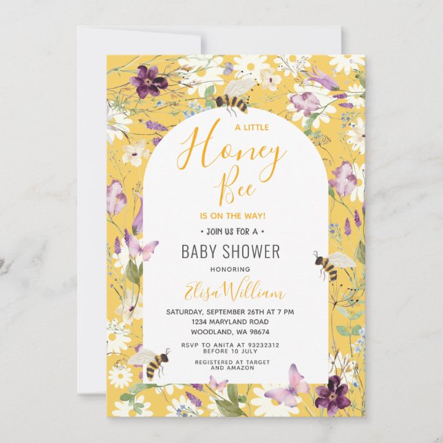  A Little Honey Bee Is On The Way Baby Shower Invitation (Front)