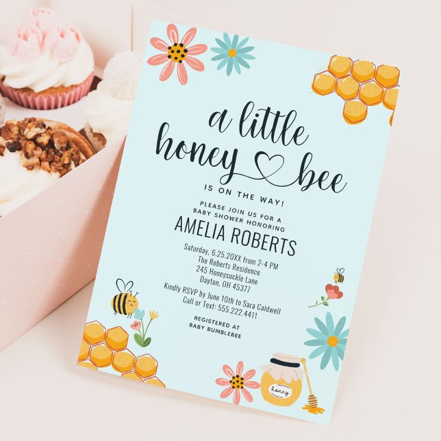 A Little Honey Bee Is On The Way Baby Shower Invitation (Creator Uploaded)
